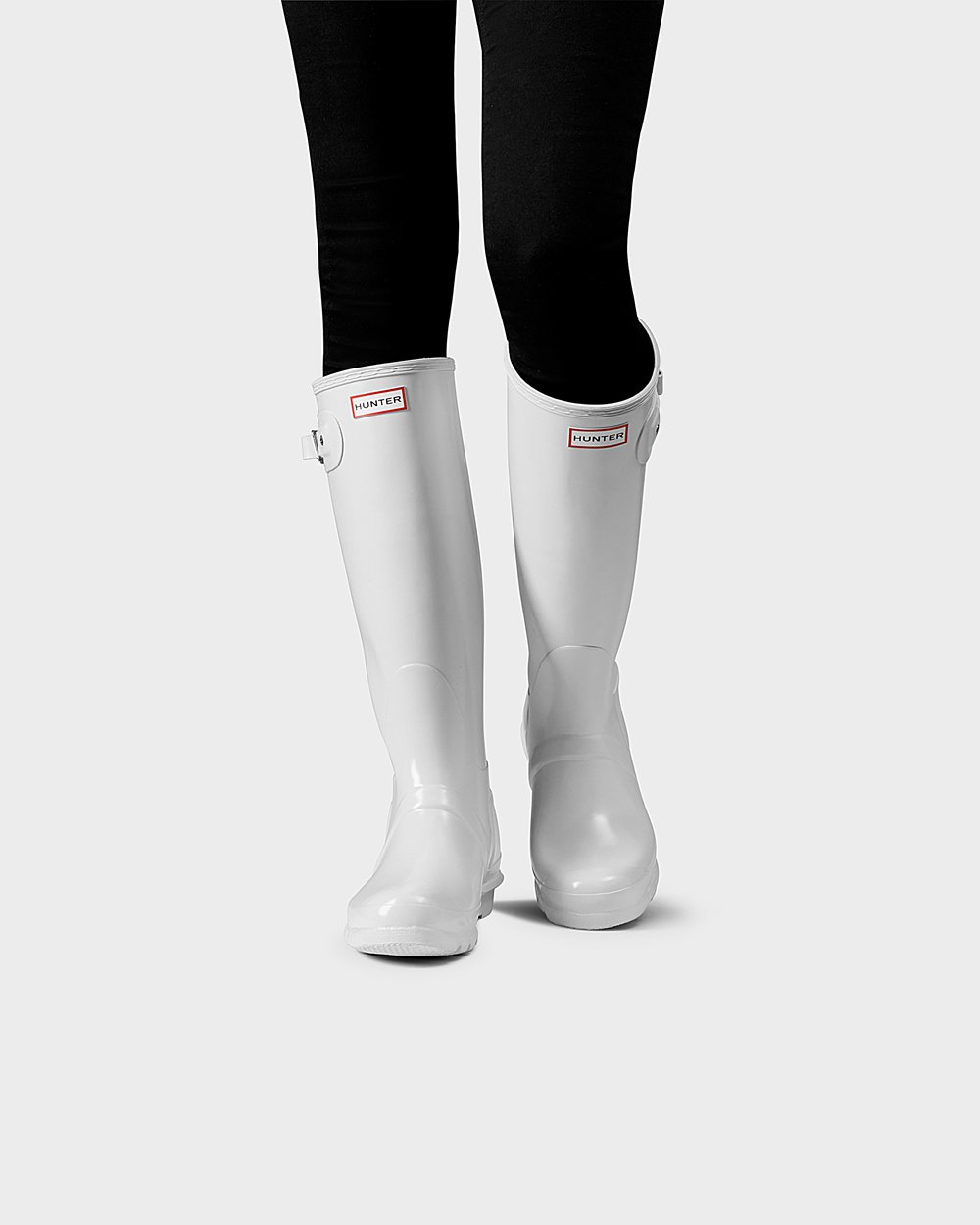 Galochas Altas Hunter Feminina Branco - Original Gloss - 65CGMTQUB